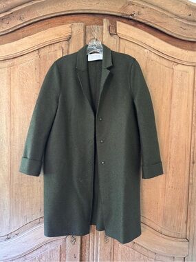 Women’s Harris wharf London Dark Olive Overcoat - Classic Single-Breasted Coat